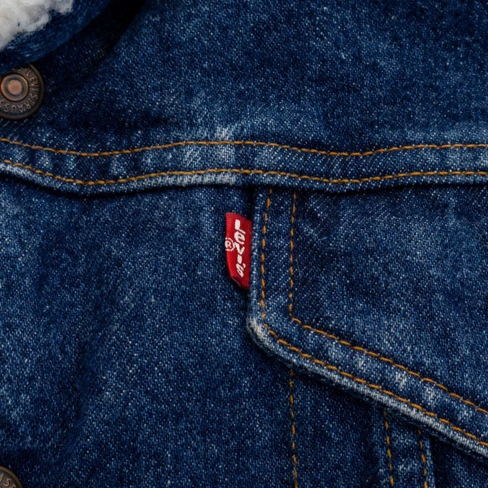 Vntg 90s Levi's Sherpa Lined Denim Jacket XL Fits‎ L USA Men's Trucker Blue Jean
